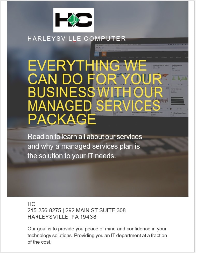 Harleysville Computer services brochure page 1